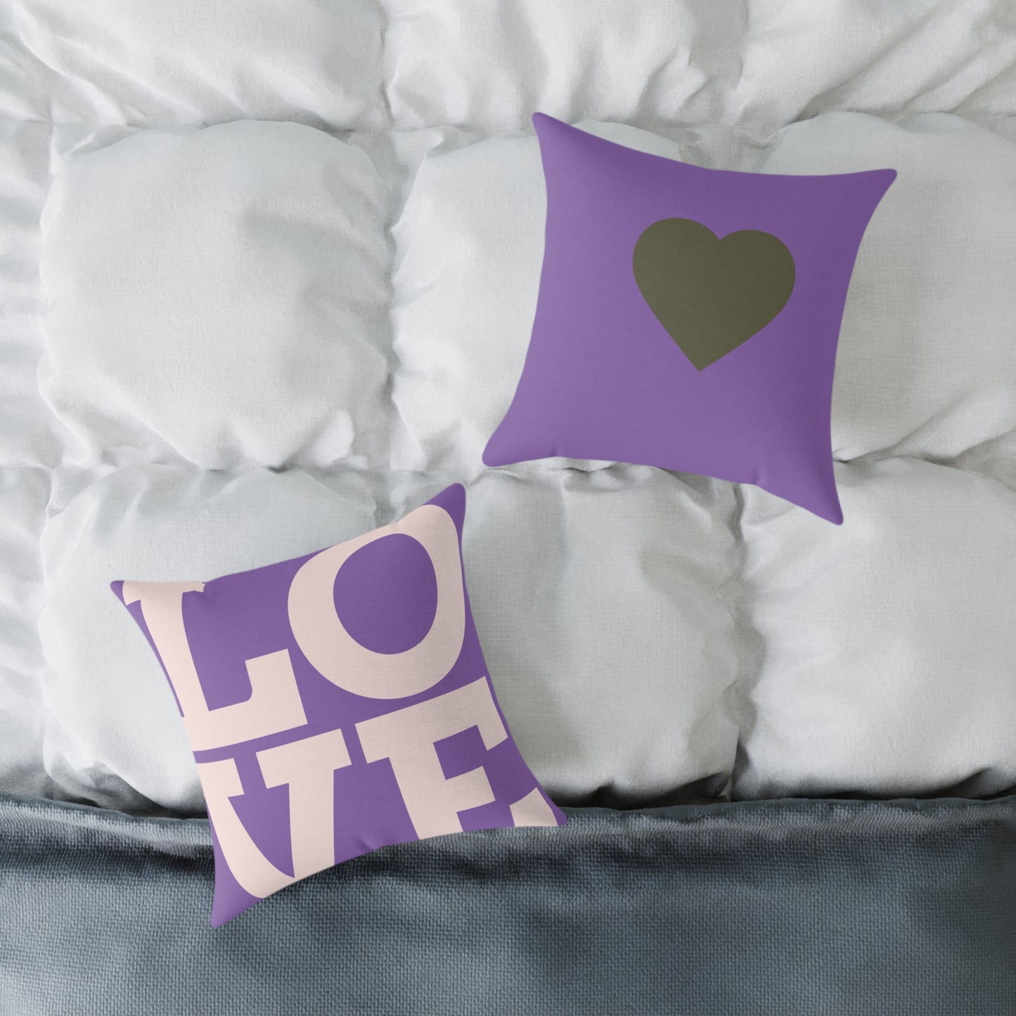 Romantic Square Poly Canvas Pillow - 'LOVE' Design