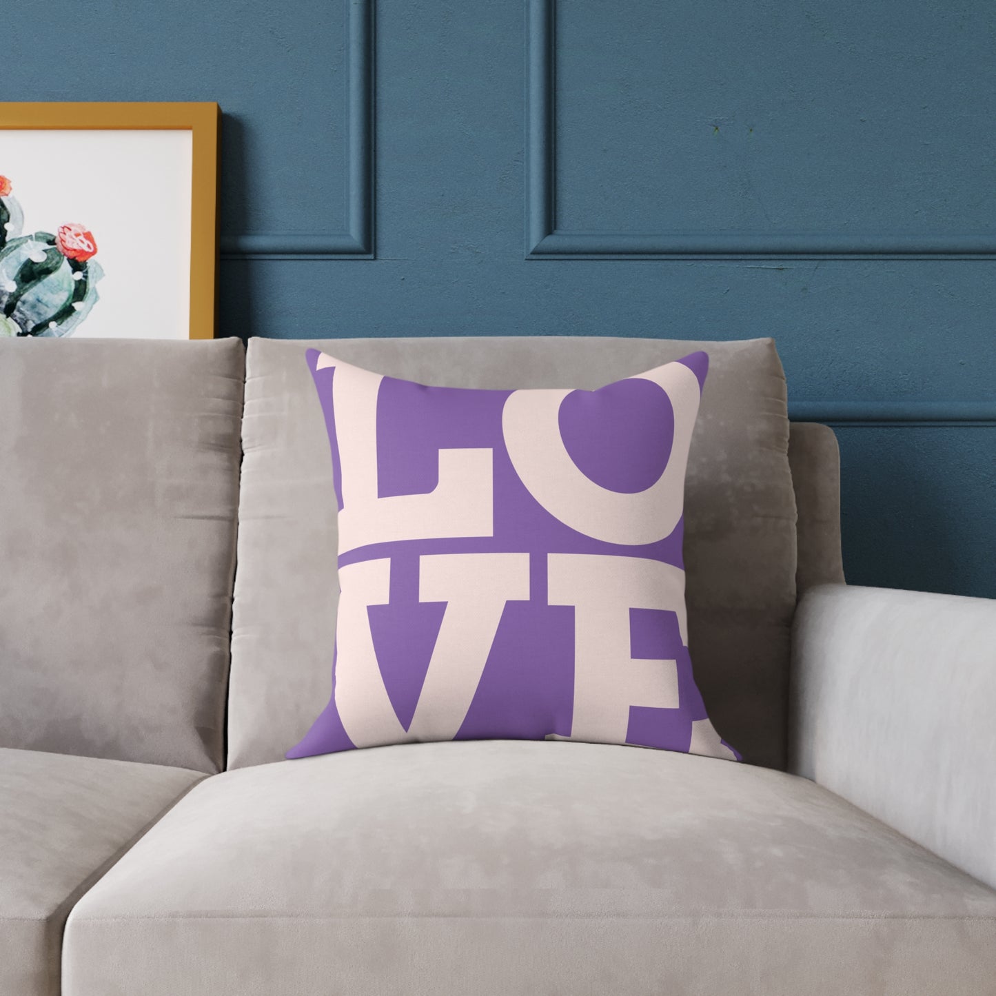 Romantic Square Poly Canvas Pillow - 'LOVE' Design